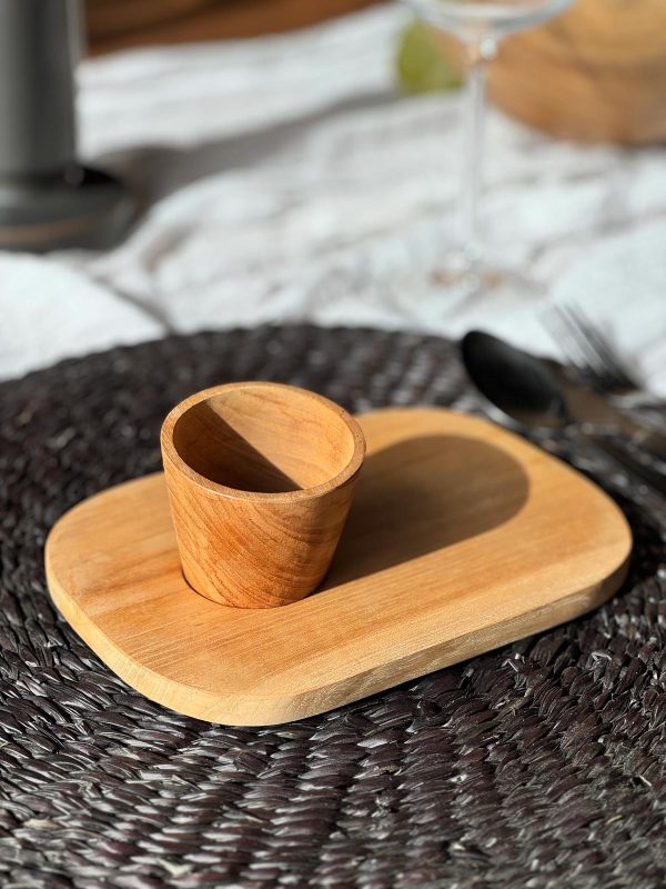 Set Taza y Plato Madera